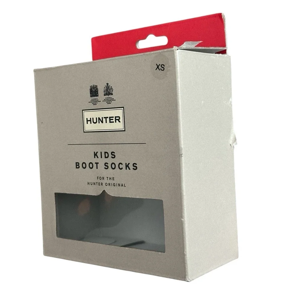 HUNTER Kids Original Cable‎ Knit Cuff Welly Fleece Boot Socks White XS